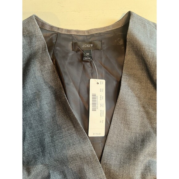 J.Crew $178 V-Neck Dress in Super 120s Wool Sz 00 Gray F4013 Nwt - Picture 2 of 4